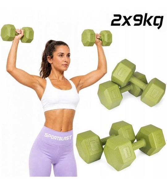 Hantelset 2x9kg Bitumine Hantels 18kg Hexagonaal