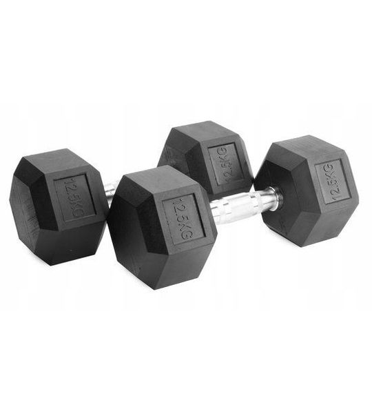 Gegoten Halter 12,5kg - Rubber Hexagonaal voor Krachttraining