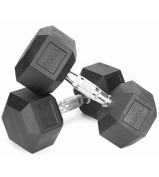Set van 2x15kg Gecoate Gietijzeren Halters - Totaal 30kg