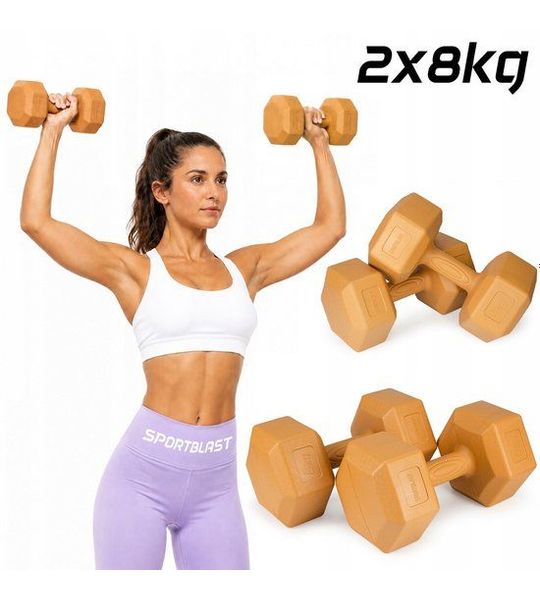 HANTLE BITUMICZNE 2x8kg - Zestaw 16kg do Treningu Siłowego