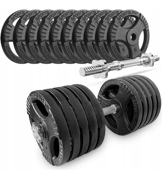 Verstelbare gietijzeren halter 50kg met tri-grip schijven