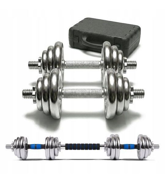Chromen Halter Set 30kg met Verbindingstuk - Verstelbaar