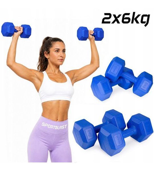 HANTEL SET 2x6kg Bitumine Hantels Hexa Vorm Totaal 12kg
