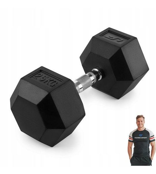 Marbo Sport - Hex dumbbell UFHEX25 - 25 kg - rubberen coating - antislipgreep