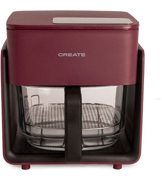 CREATE - 4,2L Glazen Airfryer - Bordeauxrood - AIR FRYER STUDIO CRYSTAL