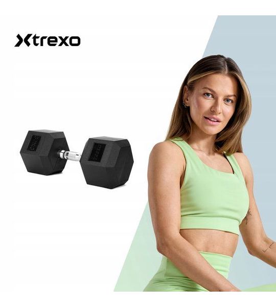 XTREXO Halter 30 kg - Gecoat, Hexagonaal, Ideaal voor Krachttraining