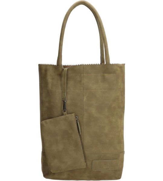 Zebra Natural Shopper Olijfgroen Suedine
