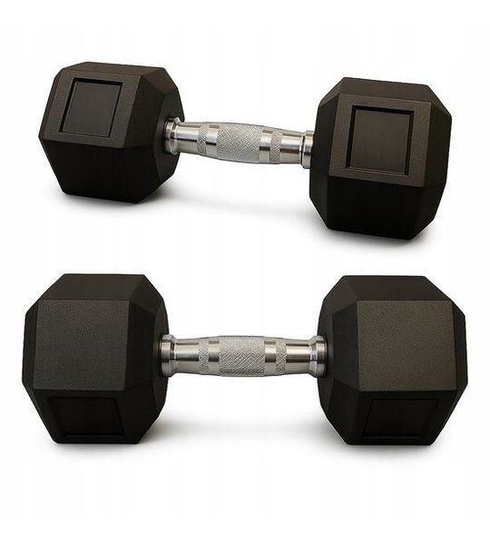 Dumbbells 2x25kg Rubber Coated Hexagonal Cast Iron