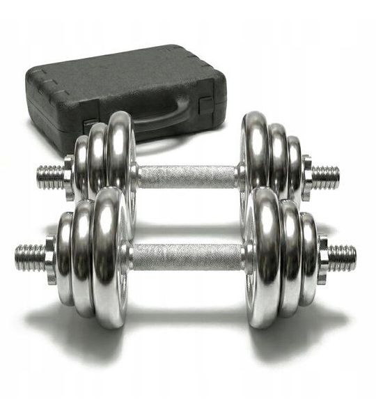 Chromen Halter Set 30KG met Koffer - Verstelbaar