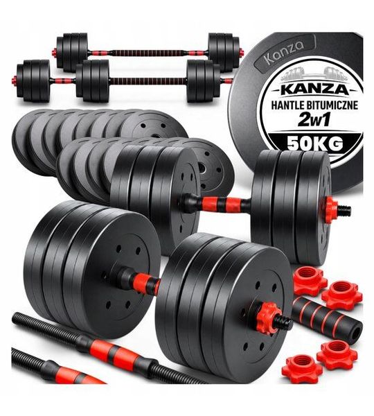 Verstelbare Halter & Stang Set 2x25kg - Totaal 50kg Bitumen Gewicht
