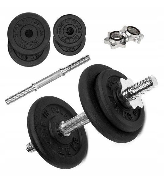 Verstelbare gietijzeren halter 10kg set met geribbelde halterstang