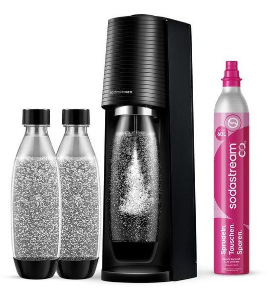 Sodastream TERRA Megapack incl.2x 1l.Fles + Quick Connect Cil. Waterkan Zwart