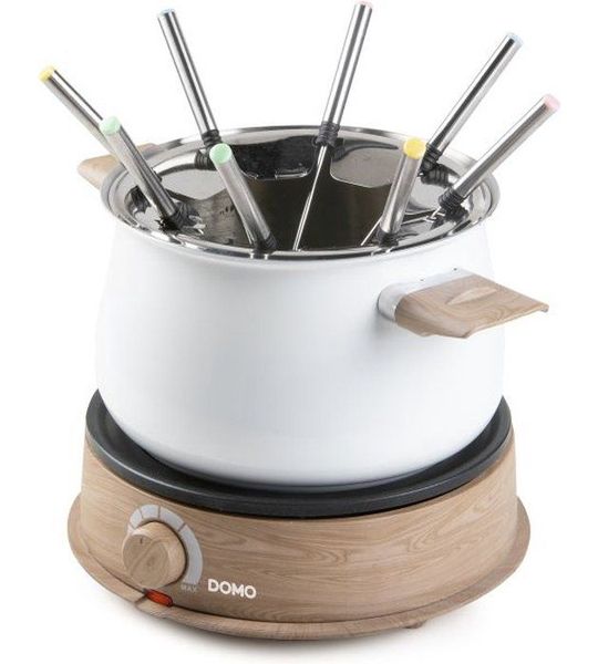 Domo Fondue - 8p Houtlook/wit 1500 W Fonduetoestel Wit