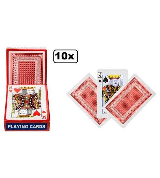 10x Speelkaarten set rood/blauw - klaverjassen bridge hartenjagen spel kaarten