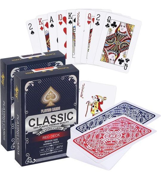 2x Luxe Plastic Speelkaarten Rood/Blauw - Waterdicht & Duurzaam