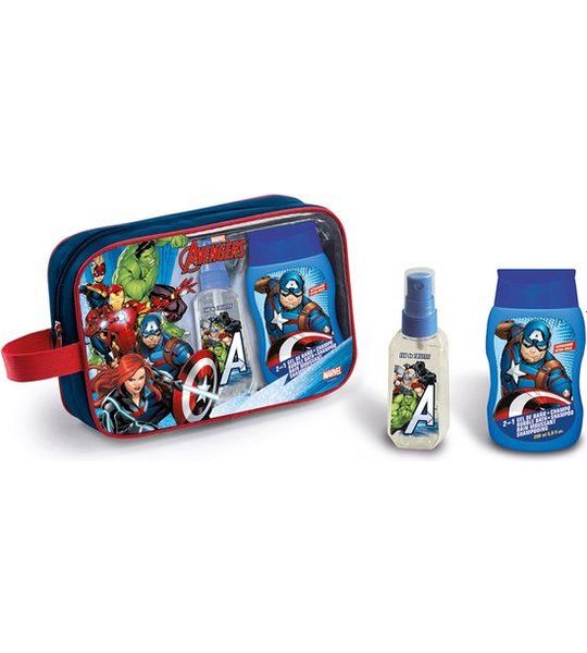 Lorenay Avengers Geschenkset - Eau de toilette + 2-IN-1 Bubble Bath & Shampoo met toilettas