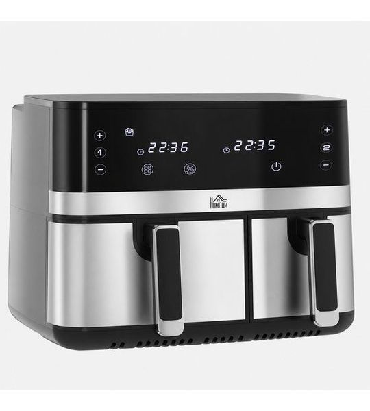 HOMCOM Airfryer - Staal - 41,8 x 39,2 x 31,1 cm - Zwart