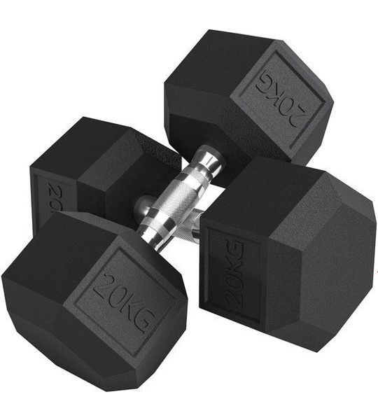 Homona Hantelset - 2 x 20 kg - Met rubberen coating en zeshoekig design - Zwart