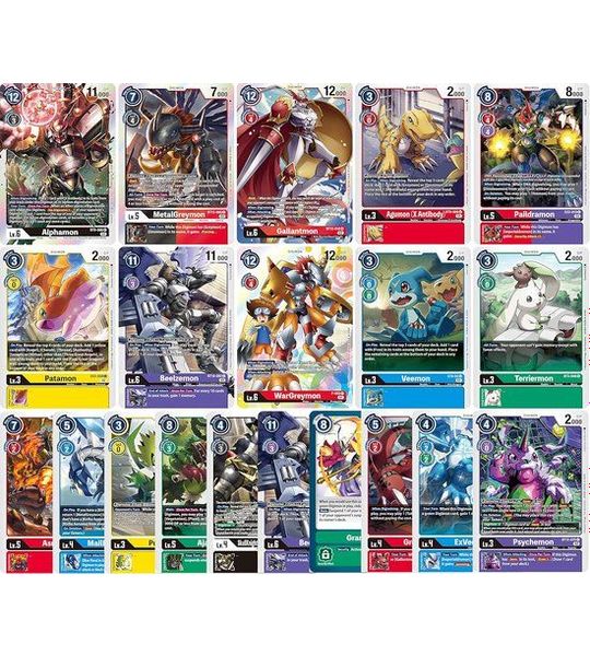 50 Digimon Kaarten met 5 Gegarandeerde Holo Kaarten - Engels
