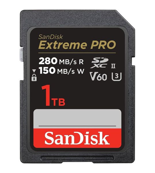 SanDisk SDXC Extreme PRO 1TB (V60/UHS-II/C10/R280-/W150MB/s) Externe SSD Zwart