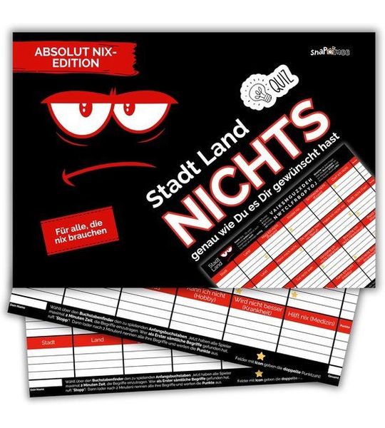 Stadt Land Nix: Het Unieke "Niets" Quizspel - Cadeau voor Iedereen