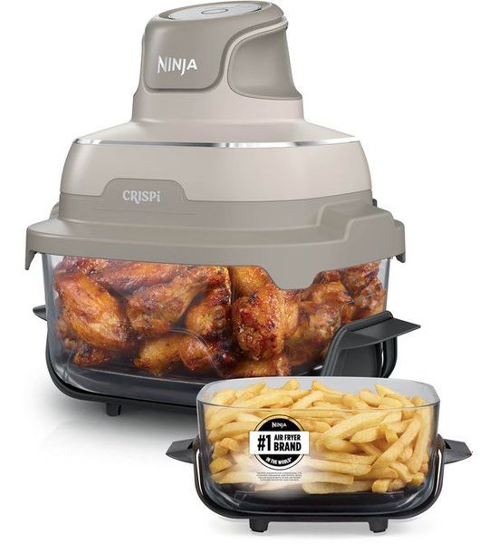 Ninja Crispi 4-in-1 Glazen Airfryer - Frituurpan Beige 61 L 1700 W Aantal Frituurmanden: 2