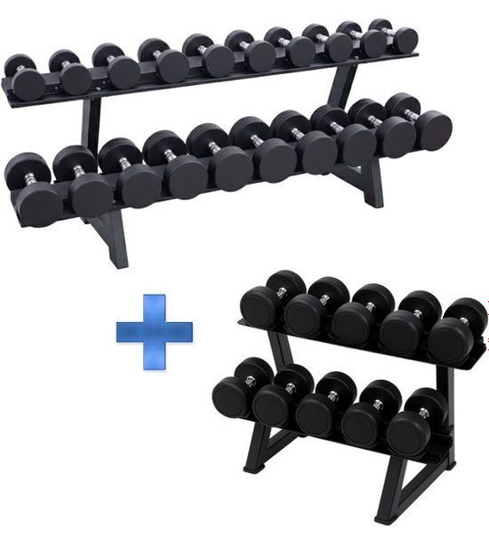 PH Fitness Ronde Dumbbellset - 2 t/m 30 kg - 15 Paar - Met Rek