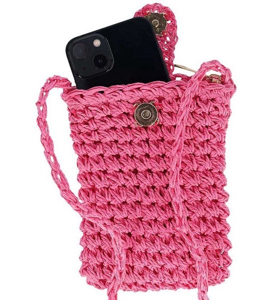 Telefoontasje gehaakt fuchsia