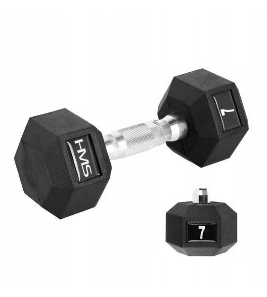 HMS Hex Pro Halter 7 kg - Rubberen Kracht- en Fitnessgewicht