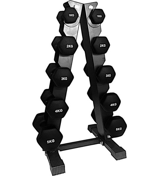 Dumbell toren 5 laags neopreen - Zwart
