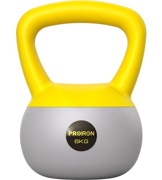 PROIRON Zachte Kettlebell - 6 kg - Brede Handgreep - Geel/Grijs