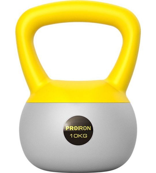 PROIRON Zachte Kettlebell - 10 kg - Brede Handgreep - Geel/Grijs