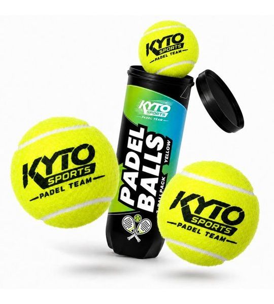Kyto Sports Padelballen 3-pack, padel tennisballen, FIP-norm, geel