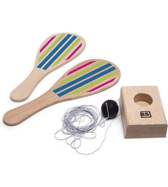 Bs Toys Tennis Elastiek 35 X 14,5 Cm Hout Naturel 3-delig