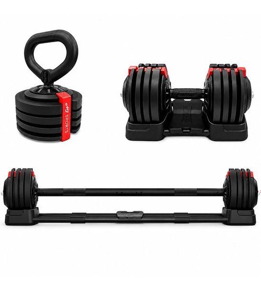 AJ-Sports Verstelbare barbell 20kg - Halterset – Dumbells Verstelbaar – Halterstang – Gewichten – Barbell – Dumbells set – Fitness gewichten set – Gebruiksvriendelijk – Multifunctioneel – Zwart/Rood 25 -delig