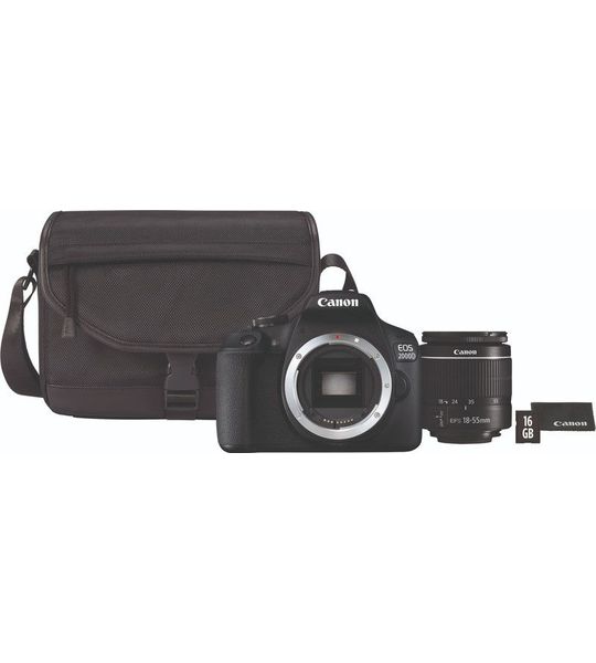 Canon EOS 2000D + 18-55mm f/3.5-5.6 DC III + Tas + 16GB Geheugenkaart