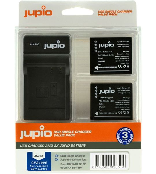 Jupio Kit: 2x Battery DMW-BLG10E + USB Single Charger